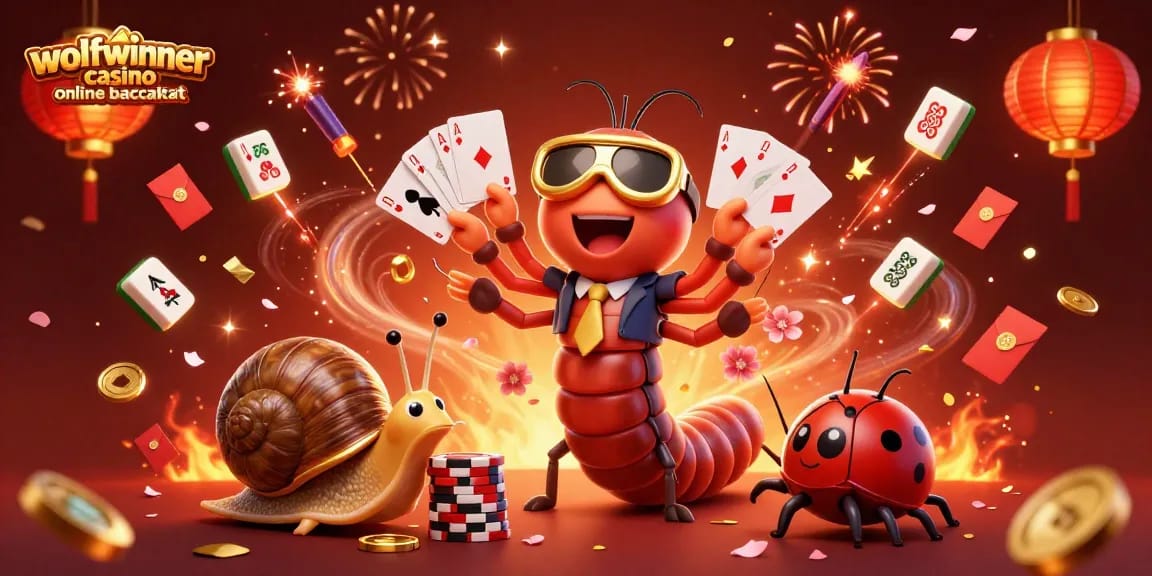 Experience the excitement of wolfwinner casino online baccarat with a colorful, vibrant 3D illustration featuring engaging characters and game elements.