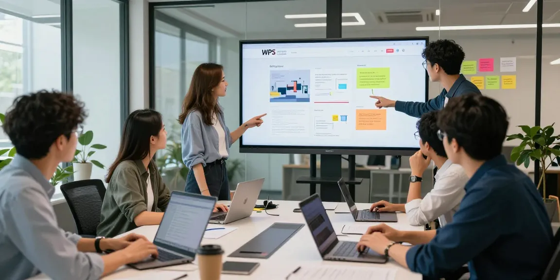 Team collaborating on the WPS Official Website features in a modern office.